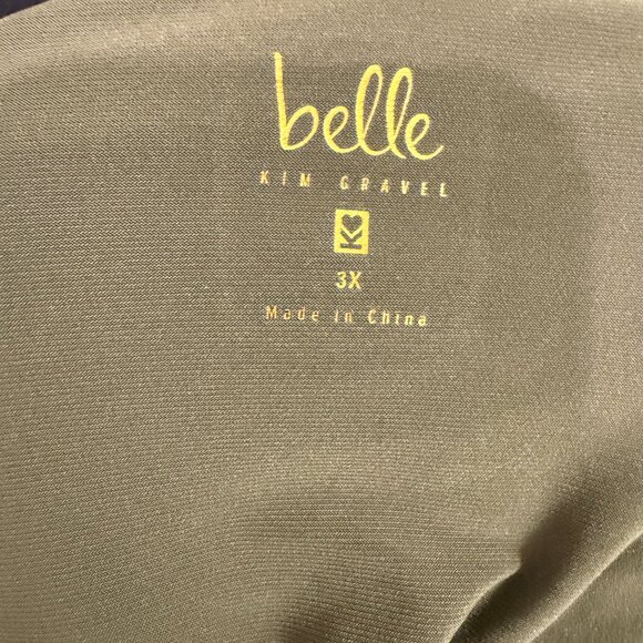 Belle Kim Gravel Green 3/4 Sleeve Grommet Detail Topper Sz 3XL - Picture 7 of 7